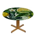 thumbnail image 3 of HAOXIT Palm Leaf Round Fitted Tablecloth with Elastic Edge, Lemon Flower Table Cover Waterproof Wipeable Table Cloths for Round Tables, Ideal for Picnic, Patio, Fits Round Tables 42-46, 3 of 8