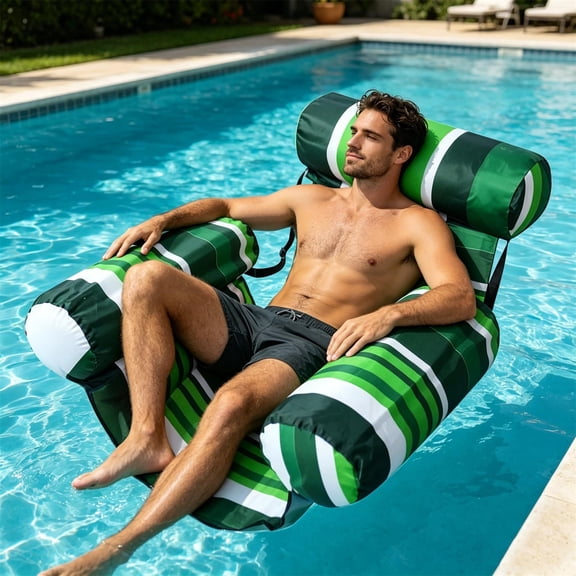Inflatable Pool Chair for Adults - Blow Up Heavy Duty Floating Chair with Seat and Backrest, Comfortable Pool Floaties for Water Beach Lake Relaxation