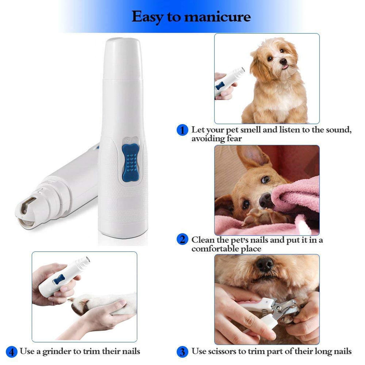 Dificato Pet Nail File Electric - Dog Nail Grinder With LED Light | Pet Nail  File With Quiet Low Noise, Paws Grooming And Smoothing For Dogs And Cats :  Amazon.co.uk: Pet Supplies