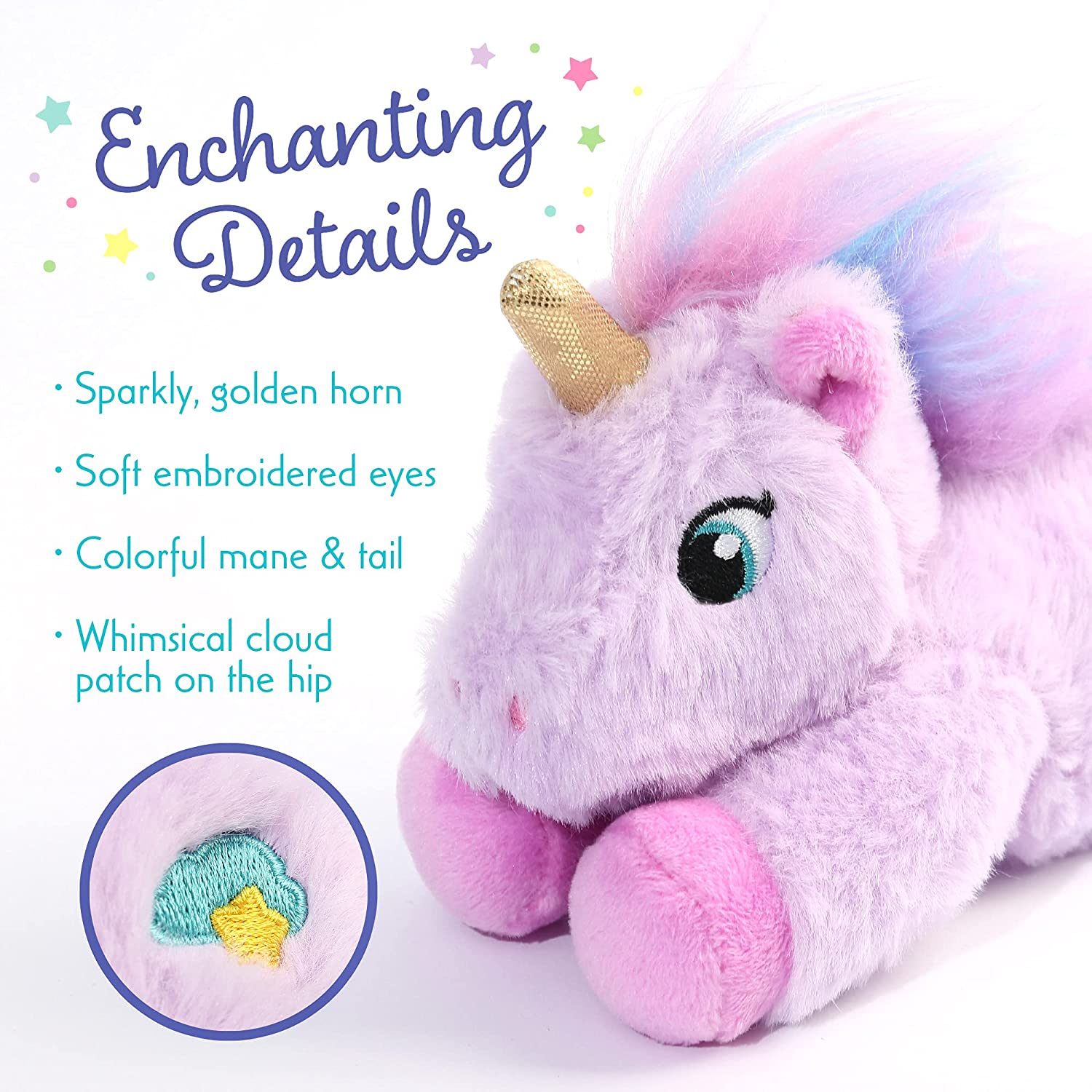 LotFancy 2 Pcs 7 in Unicorn Stuffed Animal Plush Toys Gift for Kids Girls Boys, Purple and White - image 3 of 6