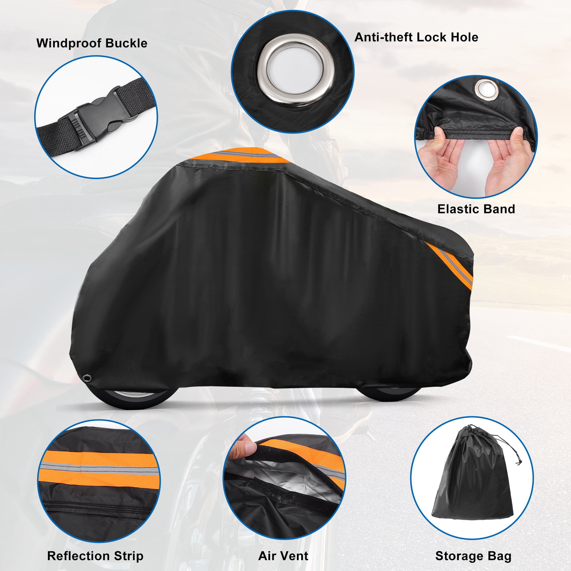 96.46" Length Motorcycle Cover Motorbike Cover Universal Waterproof Outdoor Rain Dust Sun Protection