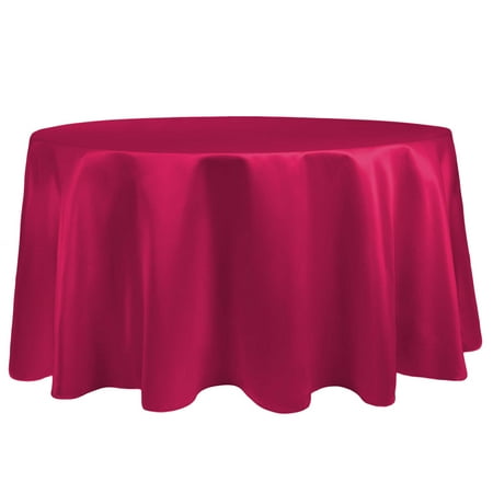 

Ultimate Textile (2 Pack) Satin 102-Inch Round Tablecloth - for Wedding Special Event or Banquet use Cerise Pink