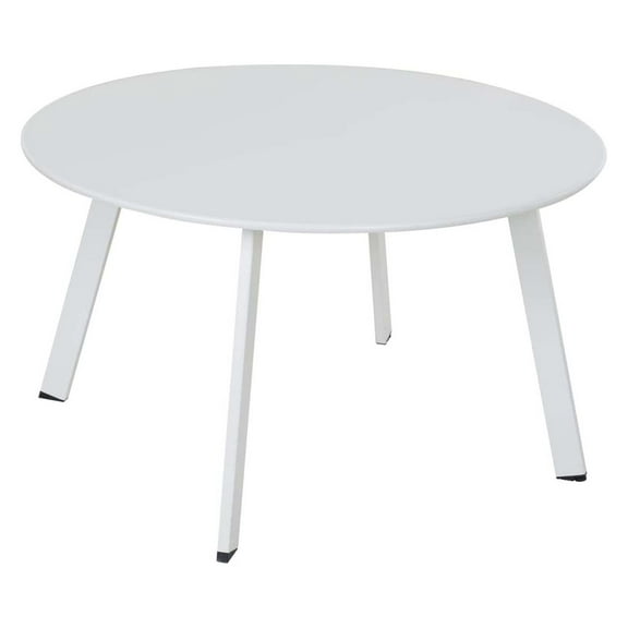 Round Steel Patio Coffee Table, Weather Resistant Outdoor Large Side Table