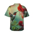 thumbnail image 3 of Daiia Hummingbird Floral Paradise Hawaiian Shirt for Men Gentle Cotton Regular Short Sleeve Casual-Large, 3 of 9