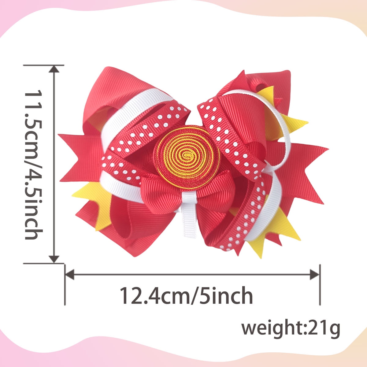 JoyBowie 12+4 Pack Large Cheer Bows & Rainbow Lollipop Hair Clips, Elastic Ties for Girls