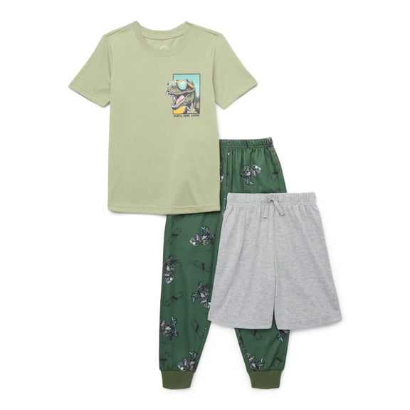 Wonder Nation Boys Graphic Tee Pants and Shorts Sleep Set, 3-Piece, Sizes 4-16 & Husky