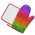 thumbnail image 2 of Disketp Rainbow Glitter Oven Mitts And Potholders Bbq Gloves-Oven Mitts And Pot Holders With Recycled Infill Silicone Non-Slip Cooking Gloves For Cooking Baking Grilling, 2 of 9