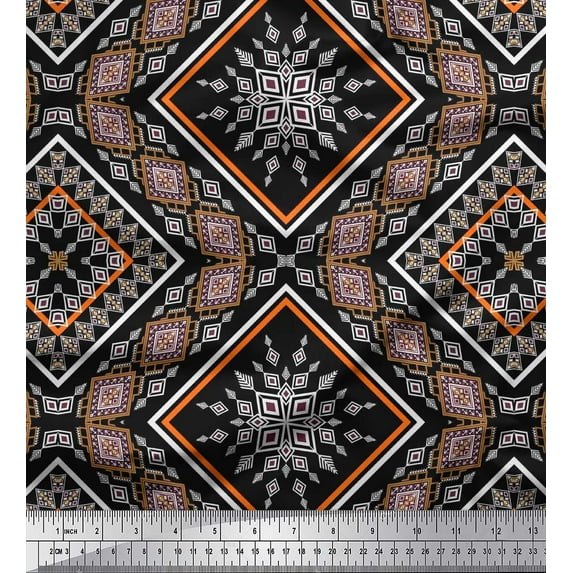 Soimoi Rayon Fabric Aztec Kilim Printed Fabric 1 Yard 42 Inch Wide