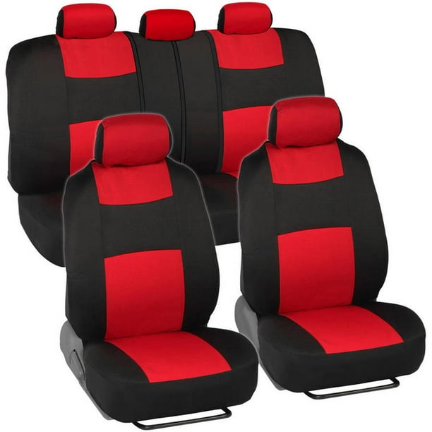 BDK PolyCloth Car Seat Covers, 2Tone Split Bench EasyWrap Full Set