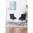 thumbnail image 2 of Swivel Office Chair in Navy Blue Velvet with Stainless Steel and Tufted Seat, 2 of 4