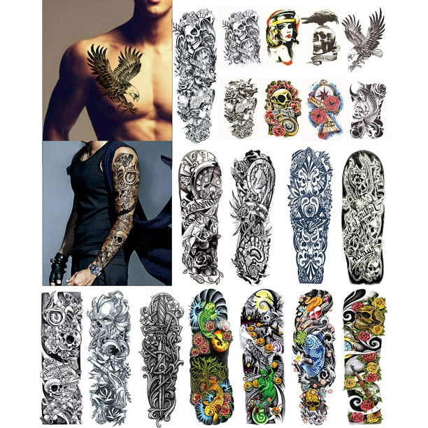 DaLin Extra Large Temporary Tattoos Full Arm and Half Arm Tattoo Sleeves  for Men Women 20 Sheets 
