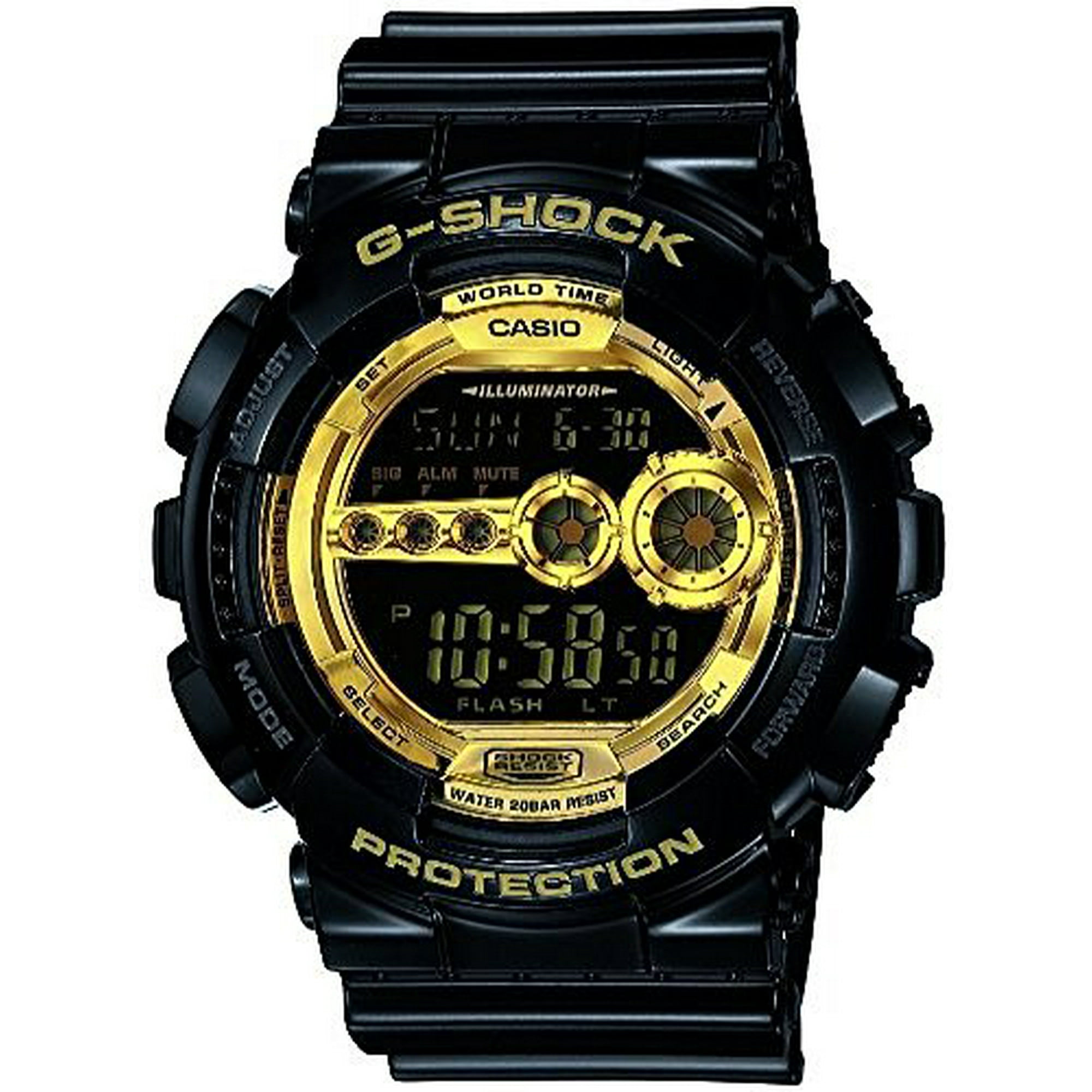 Casio CASIO Watch G SHOCK G Shock Black x Gold Series Black Gold Series GD 100GB 1JF Men s Walmart