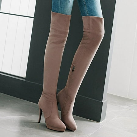 

JNGSA High Boots For Women Women S Boots Women S Comfortable Suede Warm Side Zipper Over The Knee High Heel High Boots Ankle Boots For Women