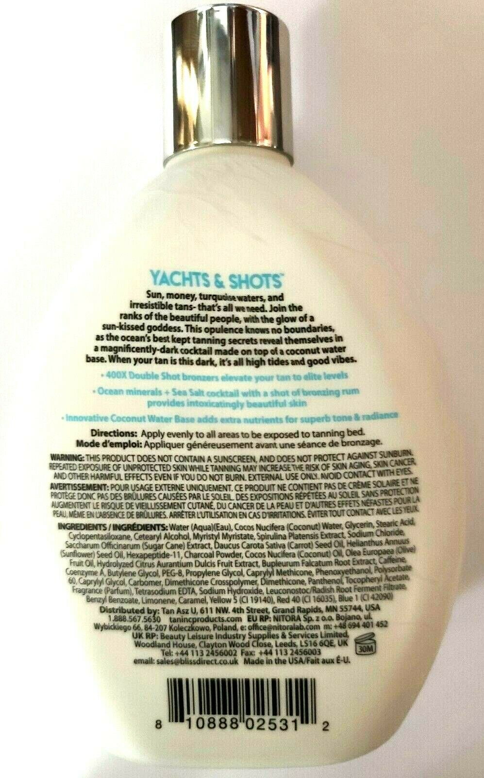 Tan Asz U Yachts & Shots 400x Bronzer Tanning Lotion, 13.5oz
