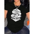 thumbnail image 1 of Creative English Cucumber Pattern Print Women's Fashion Trendy Round Neck Short Sleeve, Simple Casual Sports T-shirt, Comfortable Holiday Summer Top Women's Clothing, 1 of 6
