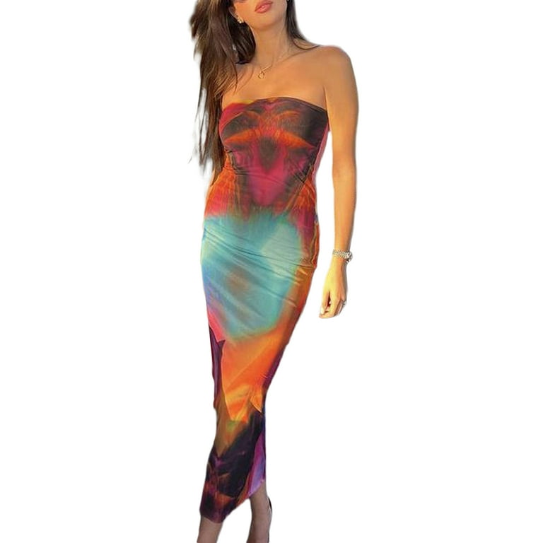 Tie dye tube dress top