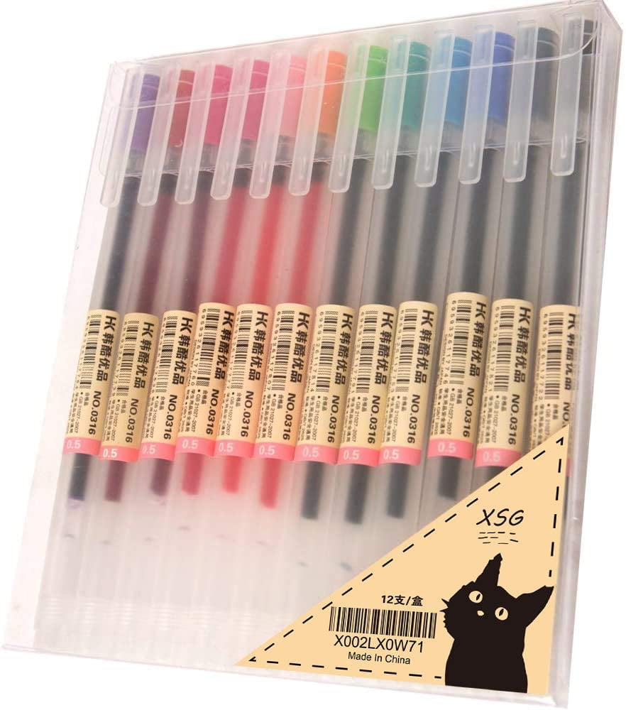 ZECATL Premium Gel Ink Pen Fine Point Pens Ballpoint Pen 0.5mm for Japanese Office School Stationery Supply 12 Packs