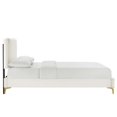 thumbnail image 3 of Platform Bed Frame, Tufted, Rivet Nailhead, Full Size, White, Velvet, Mid Century Bedroom, Modern Contemporary Boutique HB35592, 3 of 8