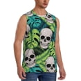 thumbnail image 2 of Bixox Men's Skull and Palm Leaves Printed Shirt Sleeveless Fitness Tank Top-3X-Large, 2 of 7