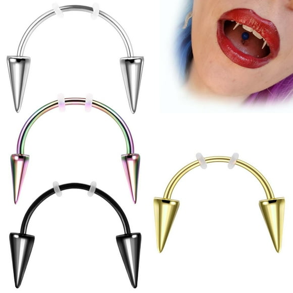 4Pcs Lip Hoop Rings Piercing Jewelry Polished Surface Non-irritation Tiger Teeth Lip Nails Halloween Photo Prop