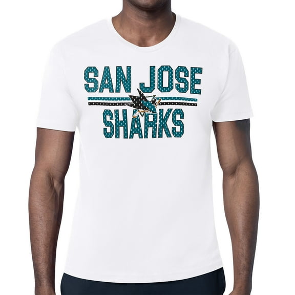 Men's Starter White San Jose Sharks Mesh Look Team Name T-Shirt