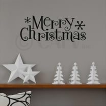 Merry Christmas Holiday Vinyl Lettering Wall Decal Sticker (12"H x 30"L, Black)