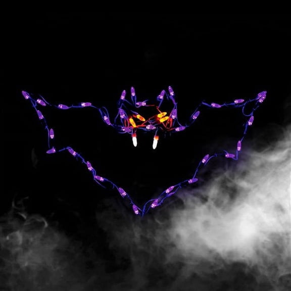 Holidynamics Halloween LED Wire Framed Vlad Bat Decoration, Purple, 23"