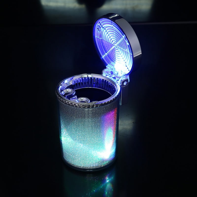 Black Easy Clean Up Detachable Stainless Car Ashtray with Lid Blue Led Light for Most Car Cup Holder Huoing1 Car Ashtray