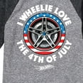thumbnail image 3 of Hot Wheels - I Wheelie Love The 4th of July - Toddler And Youth Raglan Graphic T-Shirt, 3 of 5