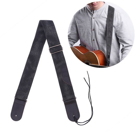 WEAVILUX Black Guitar Strap with High-Grade Cotton and Suede, Adjustable for Acoustic, Electric, Bass Guitars