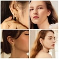 thumbnail image 3 of Gold Plated Earrings for Women, 6 Pairs 14k Gold Hoop Earrings for Women, Hypoallergenic Chunky Gold Earrings Jewelry Set Gifts, 3 of 8