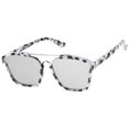 thumbnail image 2 of sunglassLA Unisex Modern Horn Rimmed Colored Mirror Flat Lens Square Sunglasses (White-Mable-Silver / Silver Mirror) - 58mm, 2 of 4