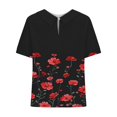 thumbnail image 4 of Fiudx Ropa de Mujer Camiseta Holgada Informal con Estampado para Mujer, Tops de Manga Corta con Cuello de Muñeca, Blusa Bonita y de Lino, 4 of 5