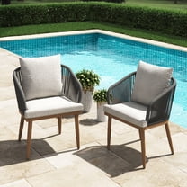 LayinSun Outdoor Dining Chairs Set of 2, 2 Pieces All-Weather Wicker Patio Chair for Patio, Deck, Proch with Soft Cushions and Armrests
