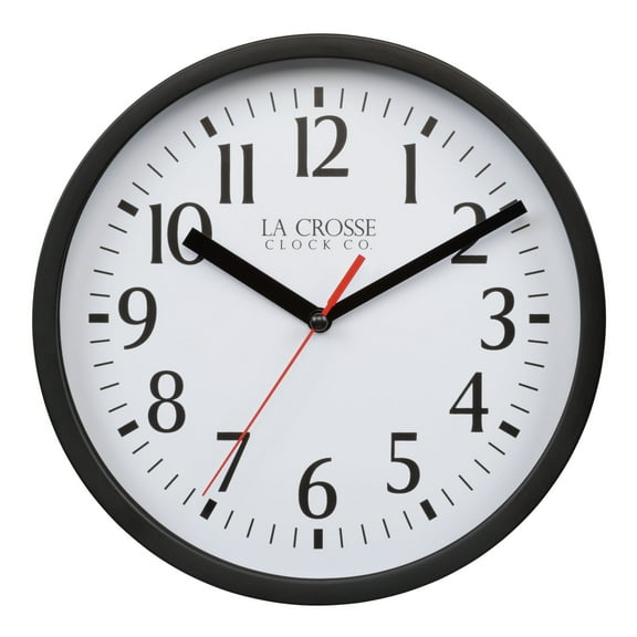 La Crosse Clock 8 inch Basics Black Analog Quartz Wall Clock, 404-3020B