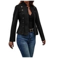 thumbnail image 2 of YDFCWXW Faux Leather Suede Jacket for Women, Long Sleeve Business Casual Blazer Coat, Fall Winter 2025 Fashion Outerwear (Black, L), 2 of 8