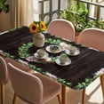 thumbnail image 3 of Spring Botanical Table Cloths for 5 Foot Rectangle Tables, Garden Birds Floral Leaves Brown Wood Patio Waterproof Elastic Fitted Tablecloths, Washable Rectangular Table Cover for Camping, 3 of 8