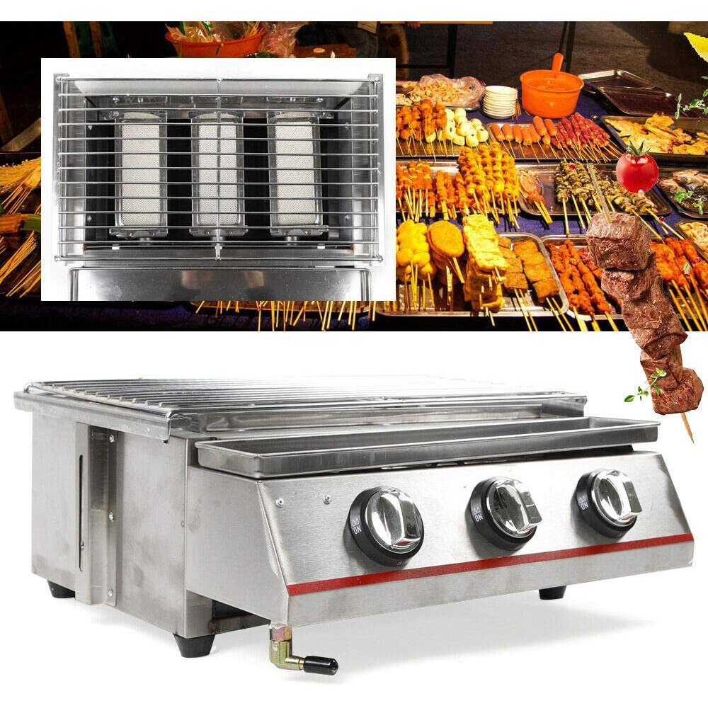CNCEST Portable Grill Tabletop Cooker 3 Burners Gas LPG Searing Grill