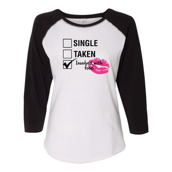 Involved with Food Valentine's Day Women's Raglan Shirt-White/Solid Black-Medium