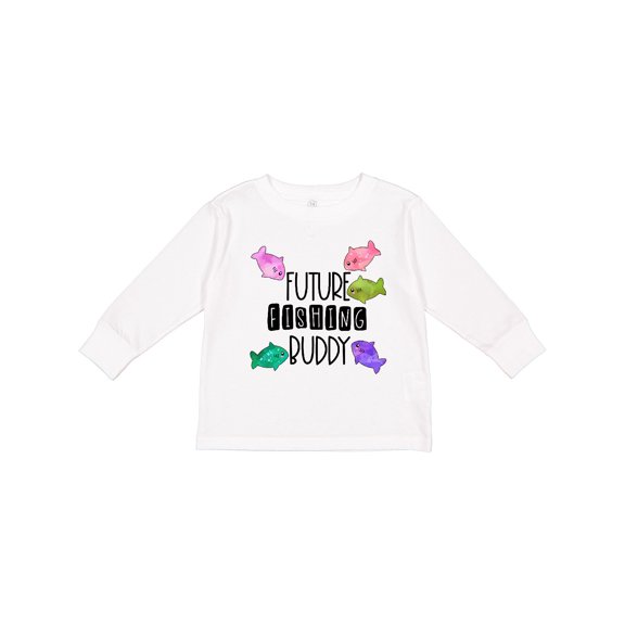 Inktastic Future Fishing Buddy with Colorful Fish Boys or Girls Long Sleeve Toddler T-Shirt