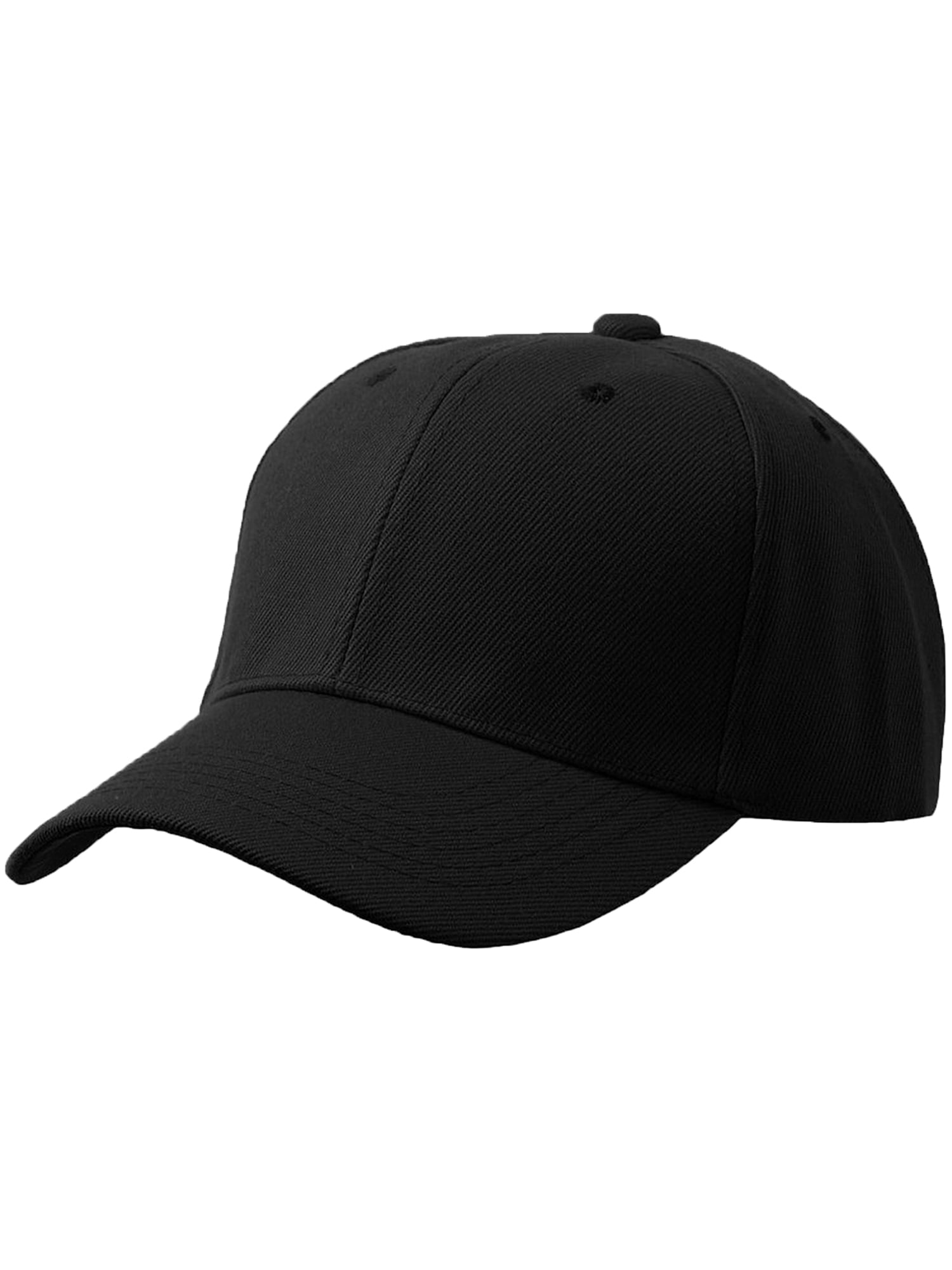 CAP - Men's Plain Baseball Cap Adjustable Curved Visor Hat - Black ...
