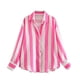 thumbnail image 1 of Camisa de gran tamaño a rayas for mujer, blusa de satén, camisas de manga larga con botones for camisas y blusas con cuello, 1 of 7