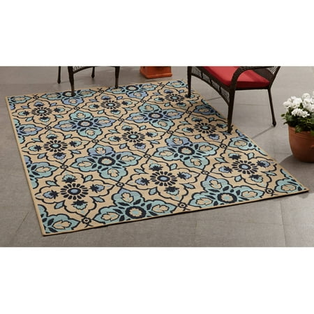 Mainstays Blue Trellis Indoor Outdoor Area Rug