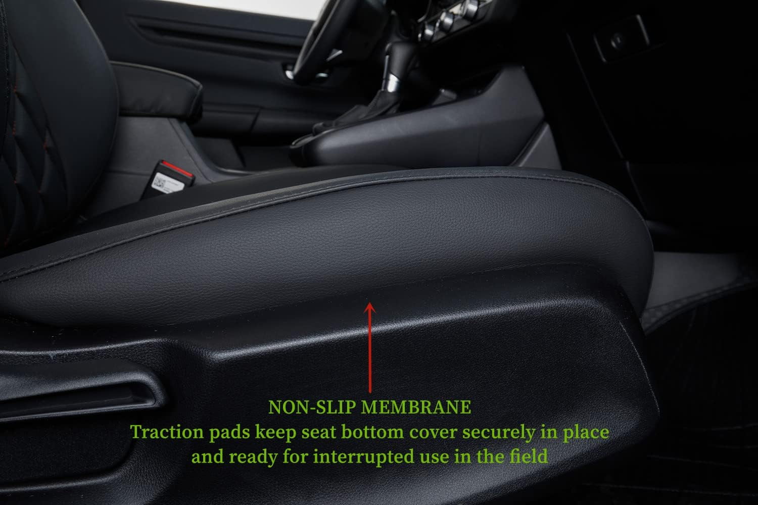 coverdream Custom Fit HRV Car Seat Covers for Honda HRV EX-L 2023 2024 2025 2026 - Breathable Leather Auto Seat Covers (Full Set,Black with Red Line)