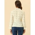 thumbnail image 3 of Allegra K Blusa Informal De Manga Larga Con Volantes Florales Y Cuello En V Para Mujer Crema S, 3 of 4