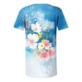 thumbnail image 6 of Otvok Women's Henley Button Blouses Short Sleeve Floral Print V Neck Pleated Outdoor Casual Tunic Tops, 6 of 7
