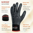thumbnail image 2 of KAYGO Winter Waterproof Work Gloves for Men and Women, Thermal Insulated Freezer Rubber Coated Gloves, Super Grip, KG160, Black, L, 2 of 7