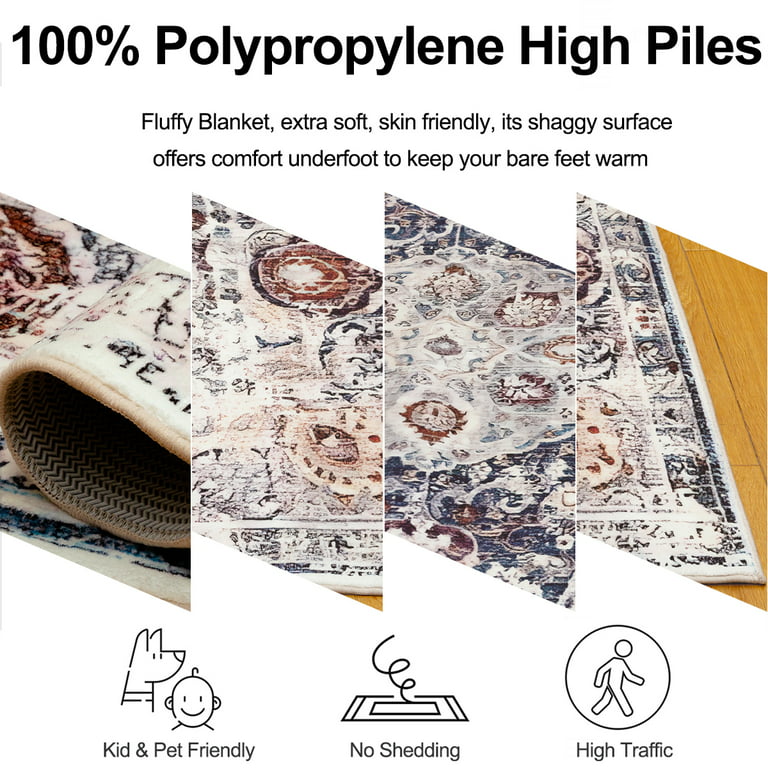 Snailhome Area Rugs for Room, Foldable Non-Slip Carpet Floor Mat, Large  Area Rug for Home Office Indoor Decor(2x3ft, 2.6x5.2ft, 4x5.9ft, 5.2x7.5ft