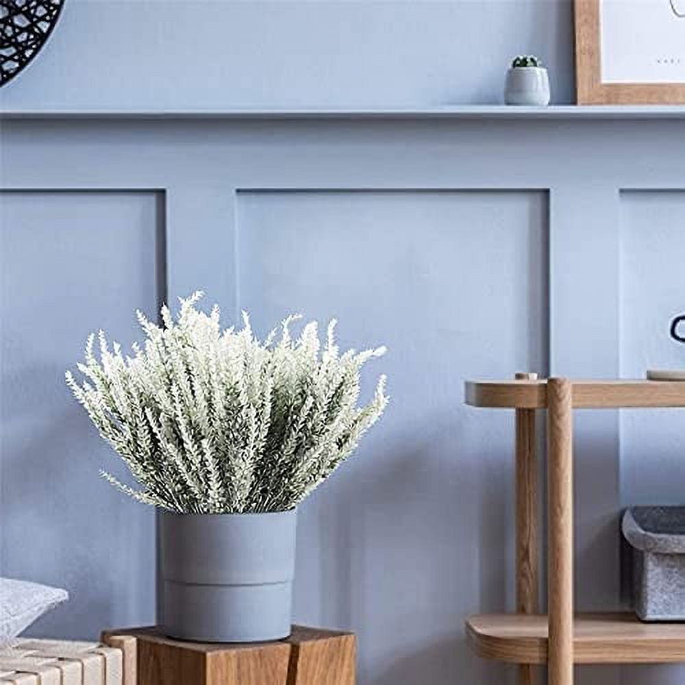 GRNSHTS Artificial Lavender Flowers 8pcs Fake Plants with Faux Plastic Wedding Bouquet for Home Party Wedding Balcony Garden Patio Outdoor Decoration (White,16pcs)