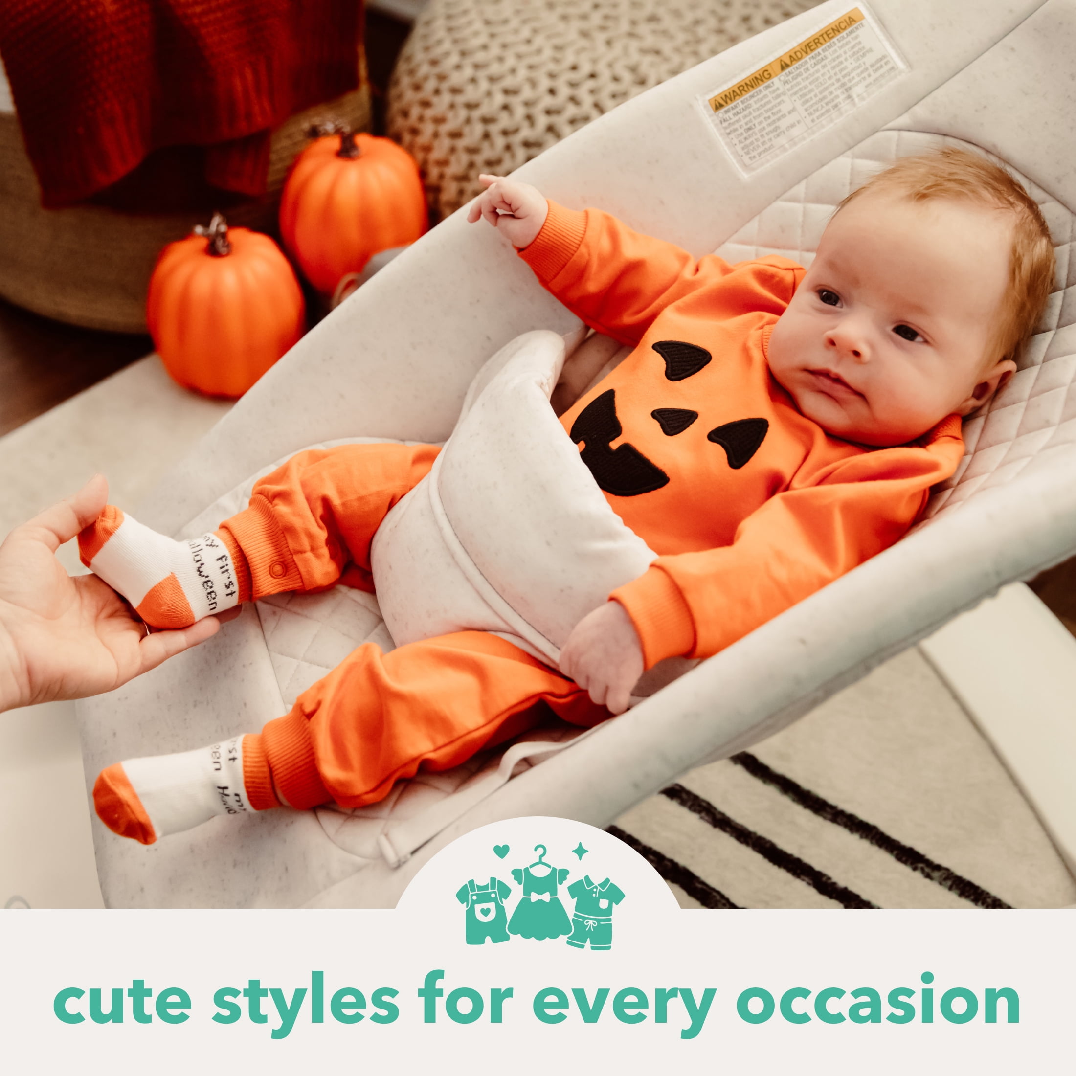 Carter's Child of Mine Infant Unisex Falloween Crew Socks, 3 Packs, Size 6-12 Months